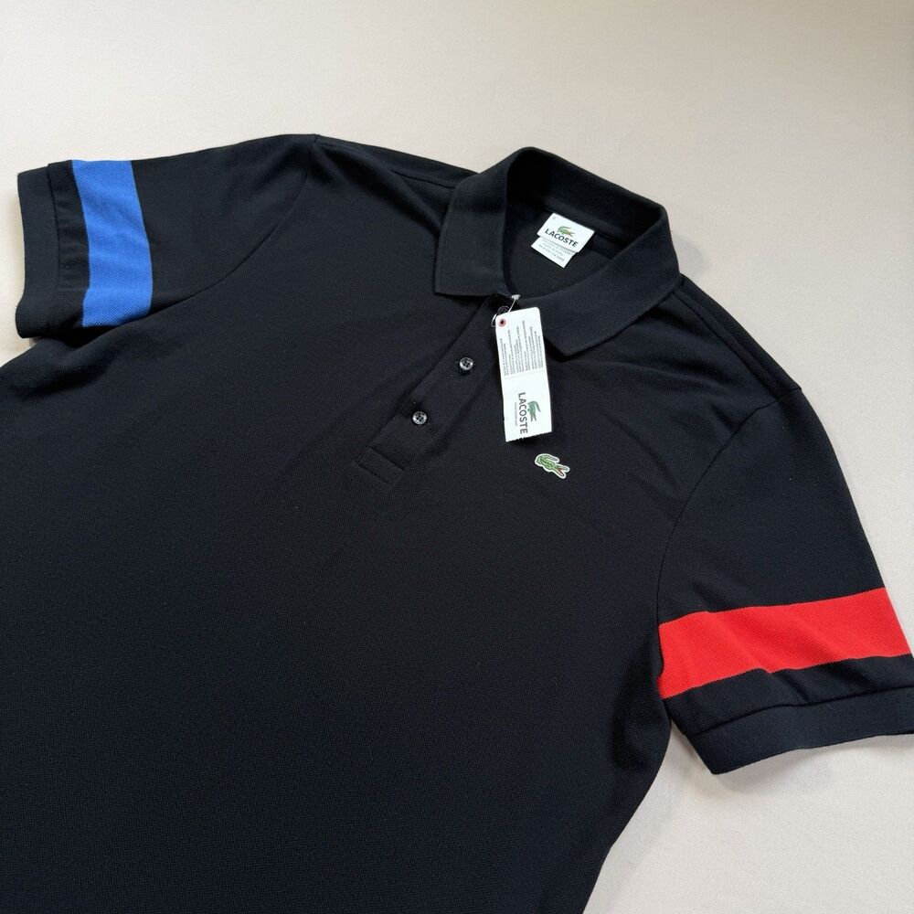 NEW Lacoste Polo Men's LARGE Sz 6 Black 100% Cotton Preppy Athleisure Streetwear - Picture 2 of 9